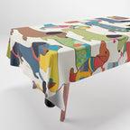 Dachshunds, Dog Pet Animals Eclectic, Contemporary Bohemian Illustration Toy Dogs Pastel Boho Modern Abstract Tablecloth Gallery Image 1