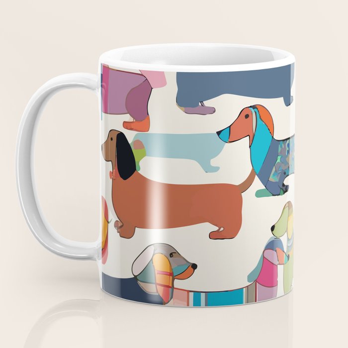Dachshunds, Dog Pet Animals Eclectic, Contemporary Bohemian Illustration Toy Dogs Pastel Boho Modern Abstract Coffee Mug Gallery Image 3