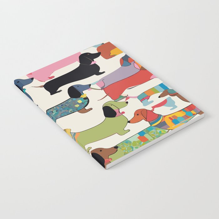 Dachshunds, Dog Pet Animals Eclectic, Contemporary Bohemian Illustration Toy Dogs Pastel Boho Modern Abstract Notebook Gallery Image 2