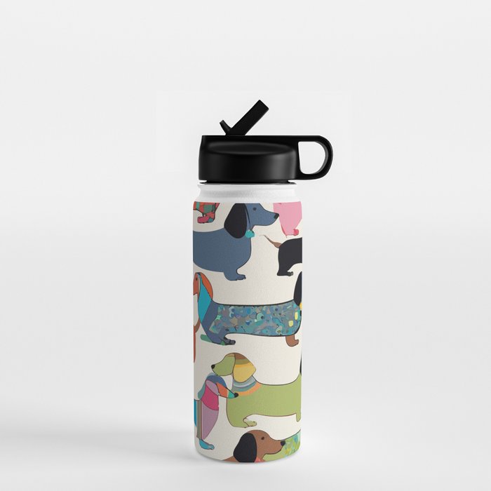 Dachshunds, Dog Pet Animals Eclectic, Contemporary Bohemian Illustration Toy Dogs Pastel Boho Modern Abstract Water Bottle Gallery Image 1