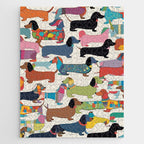Dachshunds, Dog Pet Animals Eclectic, Contemporary Bohemian Illustration Toy Dogs Pastel Boho Modern Abstract Jigsaw Puzzle Gallery Image 1