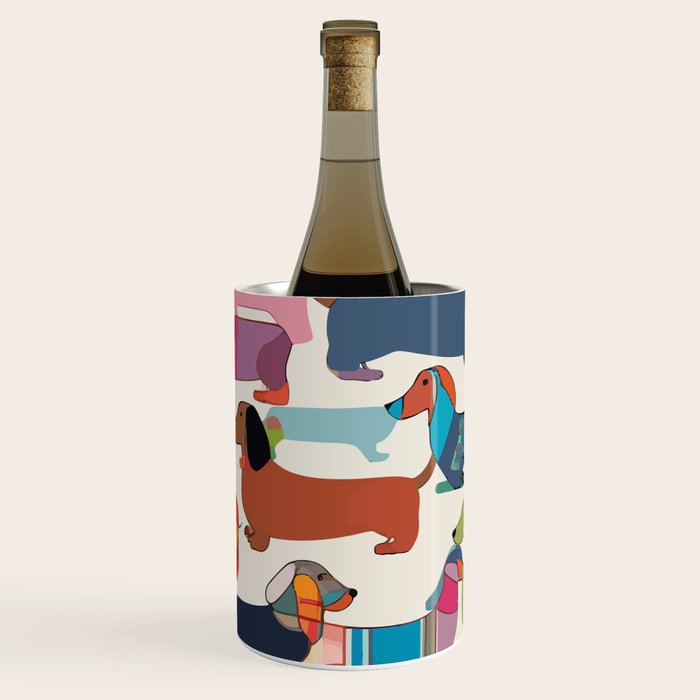 Dachshunds, Dog Pet Animals Eclectic, Contemporary Bohemian Illustration Toy Dogs Pastel Boho Modern Abstract Wine Chiller Gallery Image 2