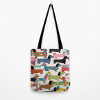 Dachshunds, Dog Pet Animals Eclectic, Contemporary Bohemian Illustration Toy Dogs Pastel Boho Modern Abstract Tote Bag Gallery Image 2