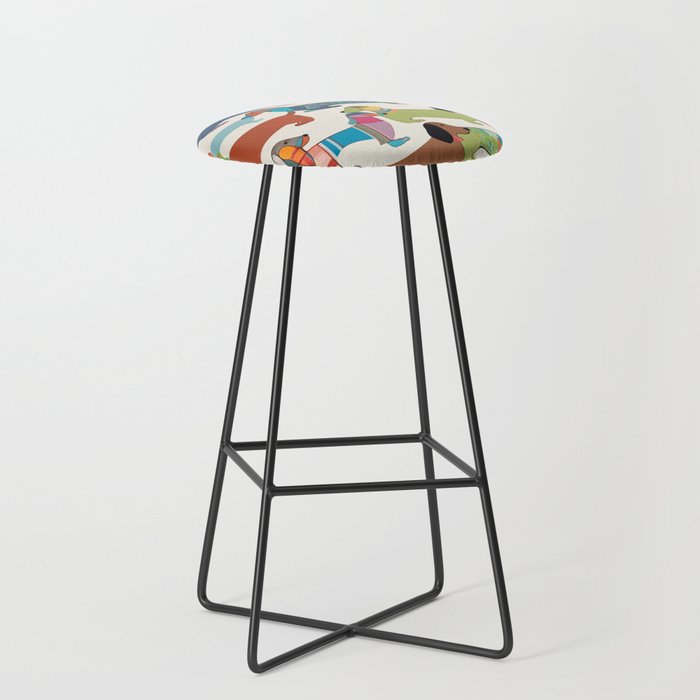 Dachshunds, Dog Pet Animals Eclectic, Contemporary Bohemian Illustration Toy Dogs Pastel Boho Modern Abstract Stool Gallery Image 1