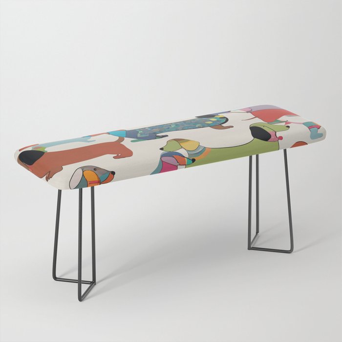 Dachshunds, Dog Pet Animals Eclectic, Contemporary Bohemian Illustration Toy Dogs Pastel Boho Modern Abstract Bench Gallery Image 1