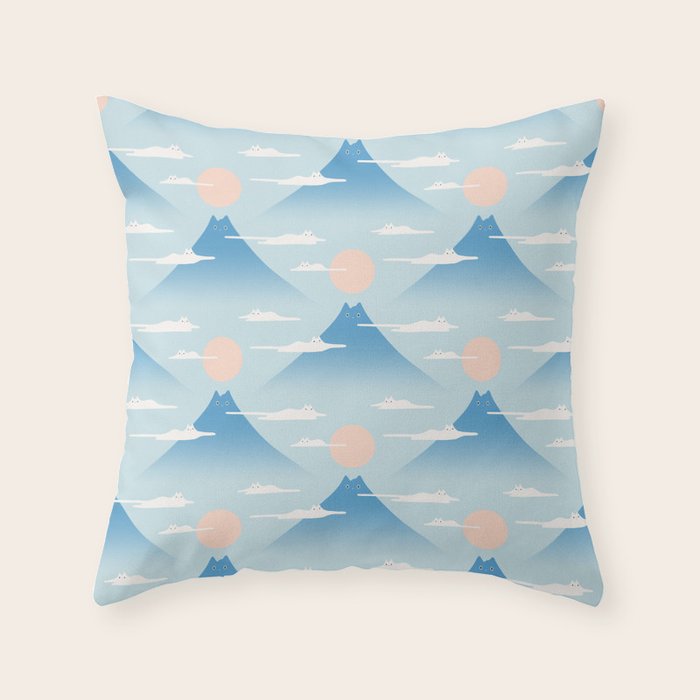Cat Mountain Cloud pattern 1 Throw Pillow Gallery Image 6