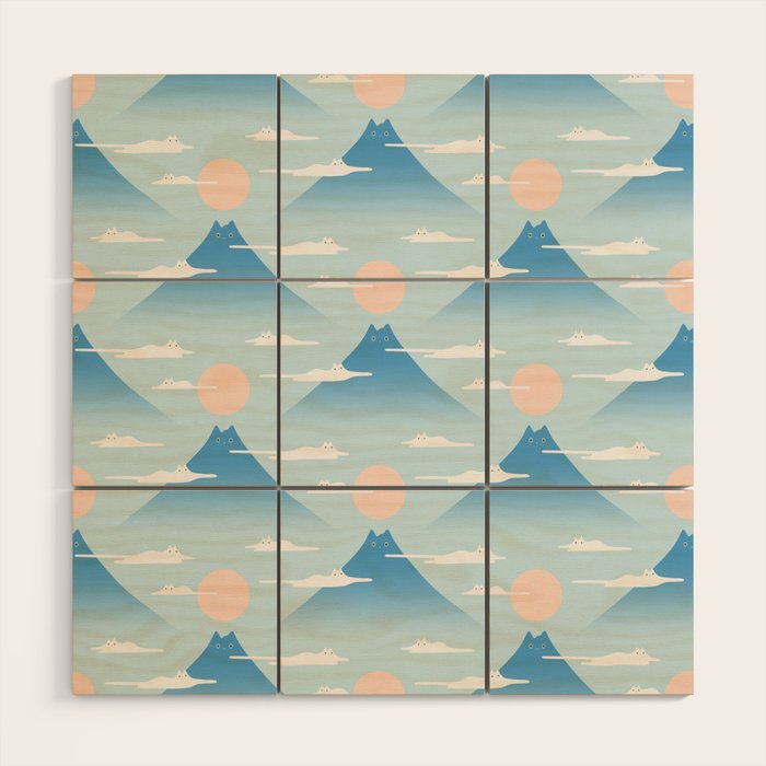 Cat Mountain Cloud pattern 1 Wood Wall Art Gallery Image 1