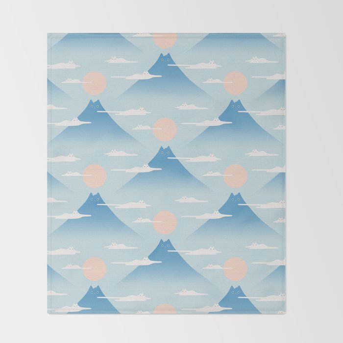 Cat Mountain Cloud pattern 1 Throw Blanket Gallery Image 2
