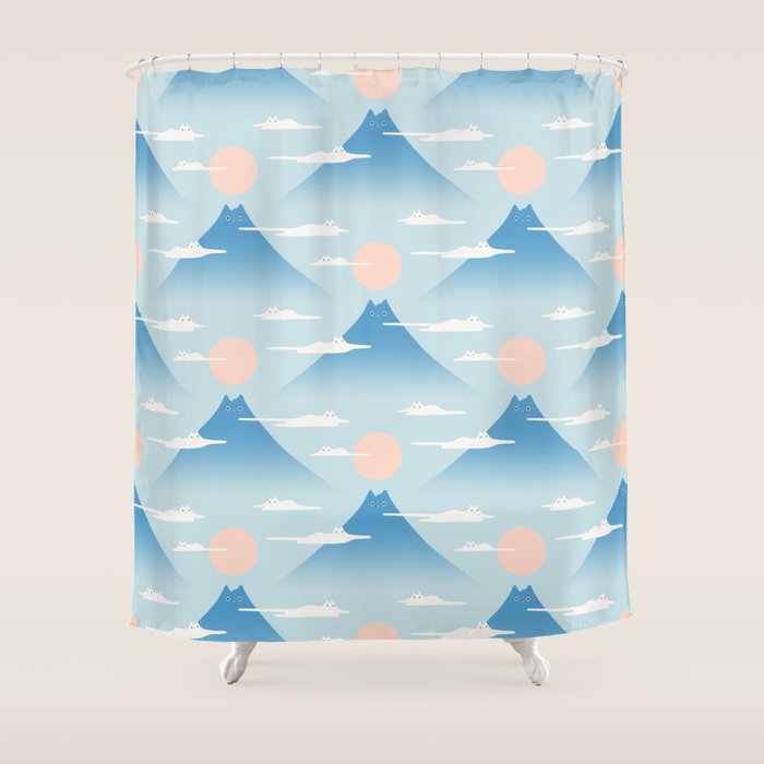 Cat Mountain Cloud pattern 1 Shower Curtain Gallery Image 1