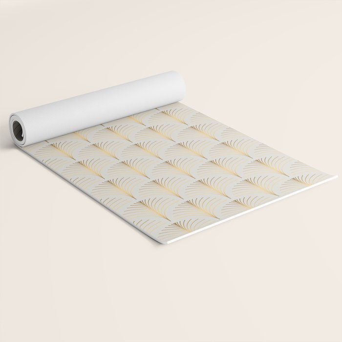 Golden Fan Leaf Art Deco Yoga Mat Gallery Image 2