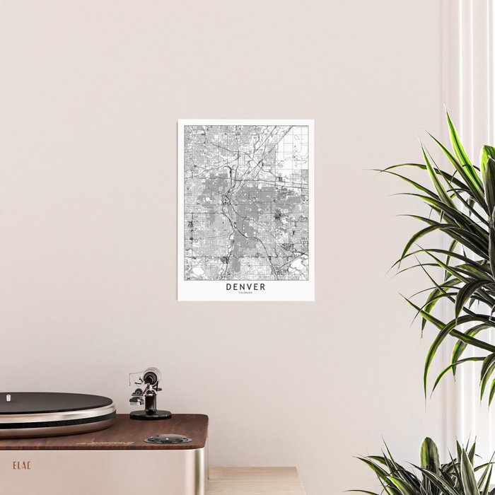 Denver White Map Poster Gallery Image 2