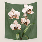 White Orchid Floral Art 4  Wall Tapestry Gallery Image 4