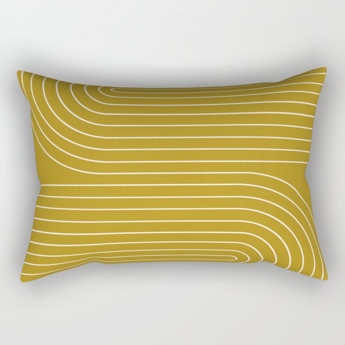 Minimal Line Curvature LXXVIII Golden Chartreuse Mid Century Modern Arch Abstract Rectangular Pillow Gallery Image 1