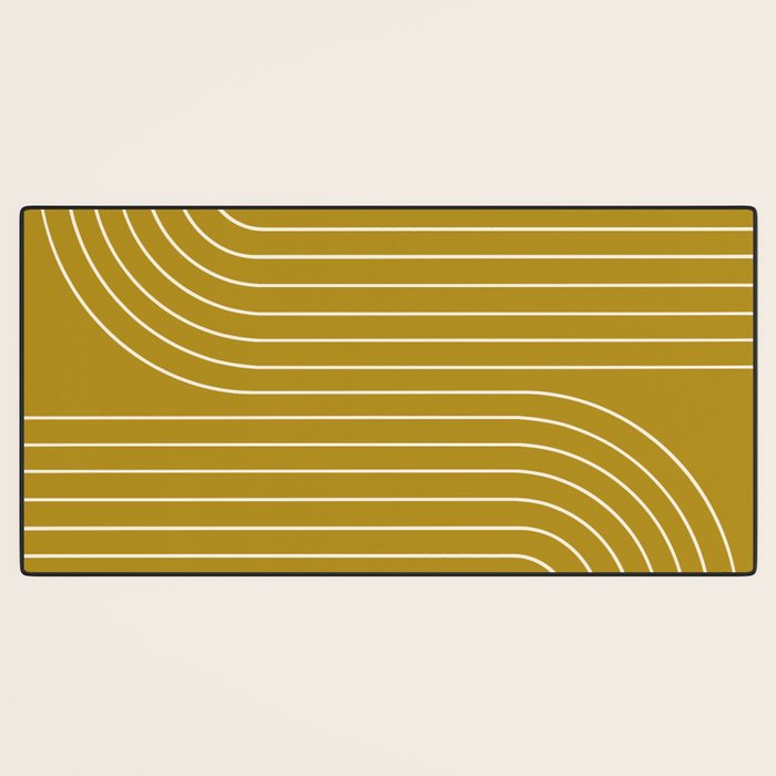 Minimal Line Curvature LXXVIII Golden Chartreuse Mid Century Modern Arch Abstract Desk Mat Gallery Image 3
