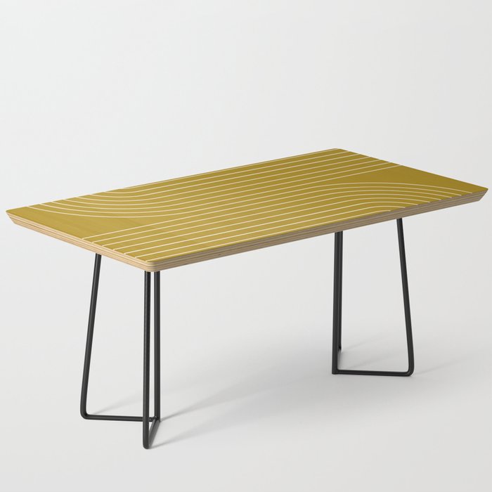 Minimal Line Curvature LXXVIII Golden Chartreuse Mid Century Modern Arch Abstract Coffee Table Gallery Image 1