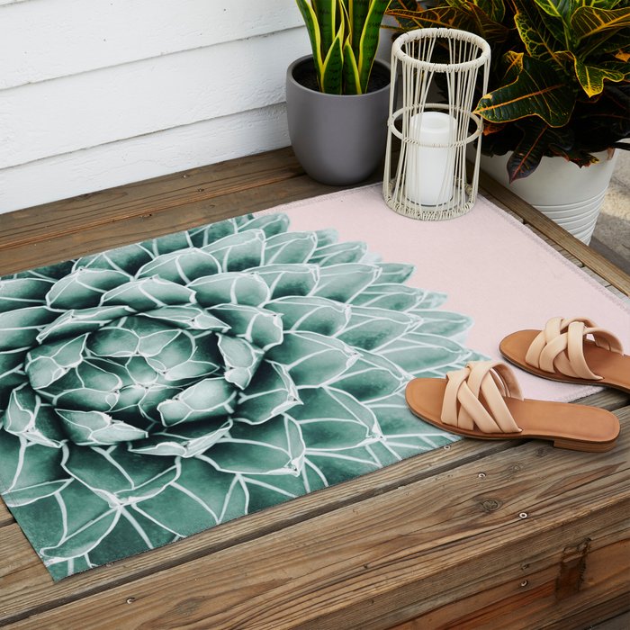 Succulent splendour - blush Outdoor Rug Gallery Image 2