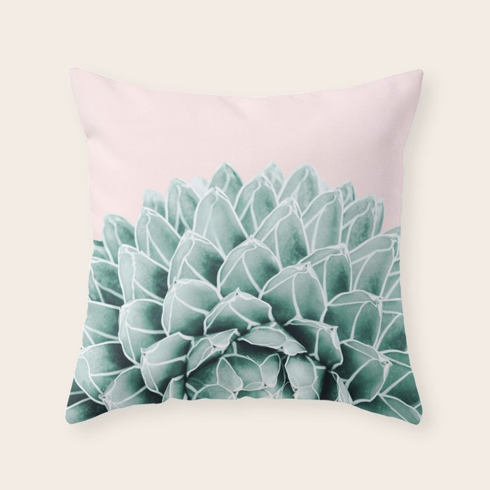 Succulent splendour - blush Throw Pillow Gallery Image 1