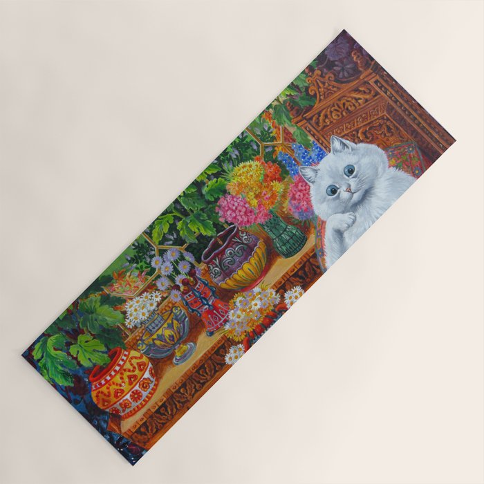 'Master of Cat College' Vintage Cat Art by Louis Wain Yoga Mat Gallery Image 1