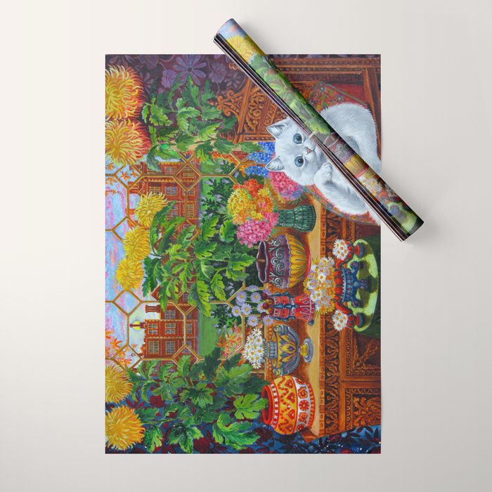 'Master of Cat College' Vintage Cat Art by Louis Wain Wrapping Paper Gallery Image 1