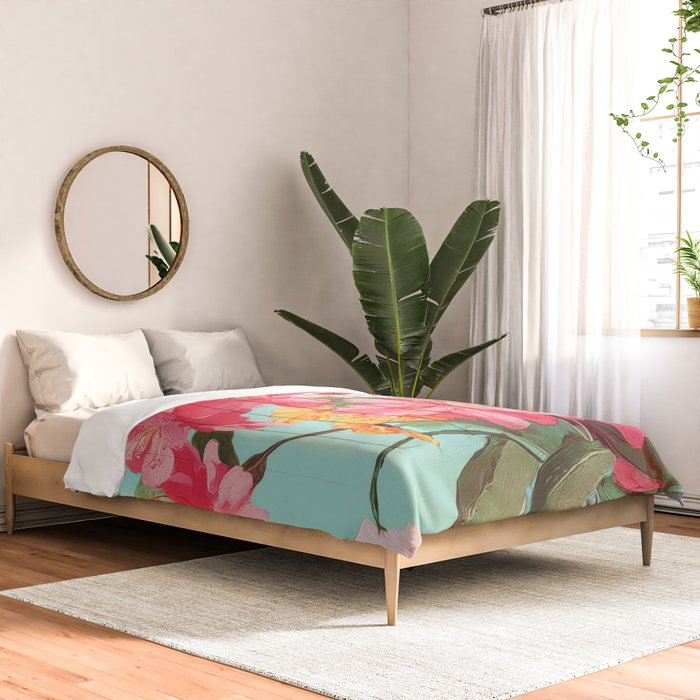Azalea and Wildflower Bouquet on Teal Comforter Gallery Image 2