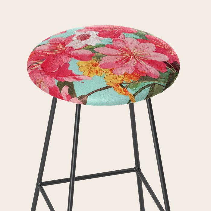 Azalea and Wildflower Bouquet on Teal Stool Gallery Image 2