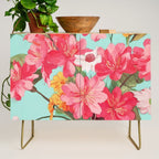 Azalea and Wildflower Bouquet on Teal Credenza Gallery Image 1