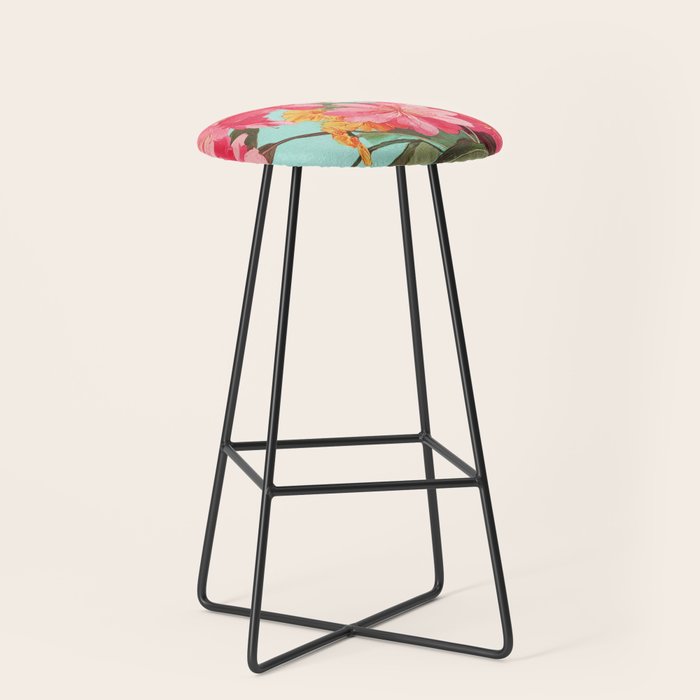 Azalea and Wildflower Bouquet on Teal Stool Gallery Image 1