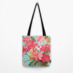Azalea and Wildflower Bouquet on Teal Tote Bag Gallery Image 2