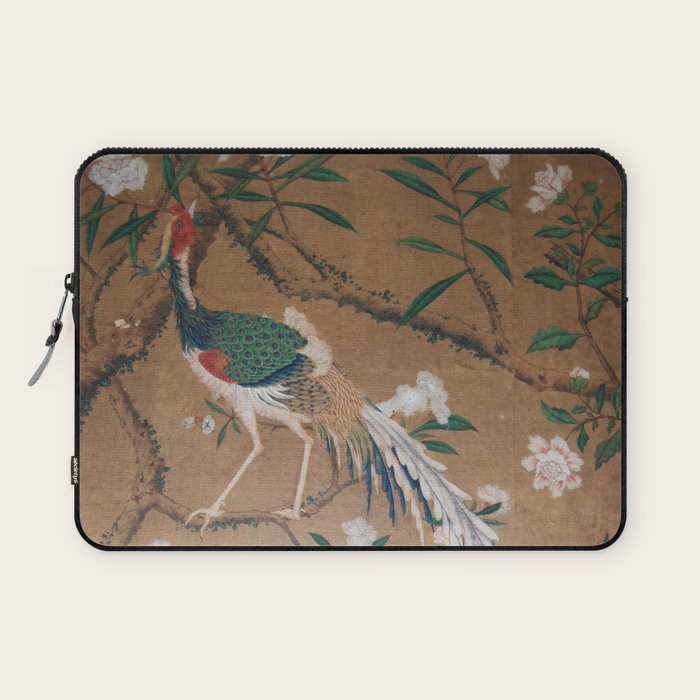 Antique French Chinoiserie in Tan & White Laptop Sleeve Gallery Image 1