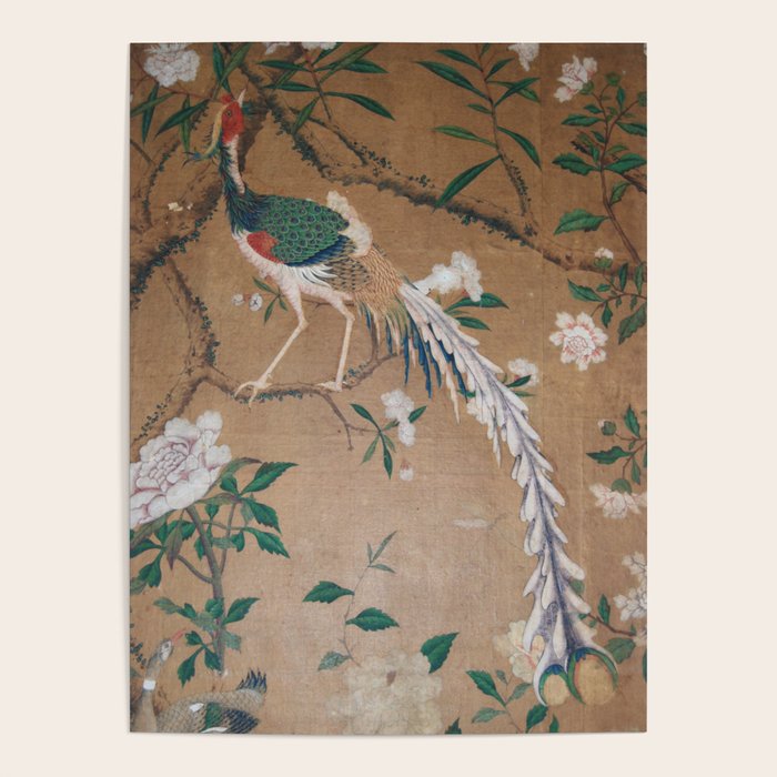 Antique French Chinoiserie In Tan & White Poster