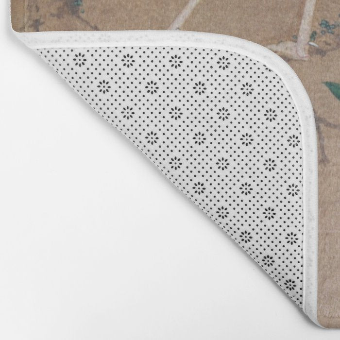 Antique French Chinoiserie in Tan & White Bath Mat Gallery Image 2