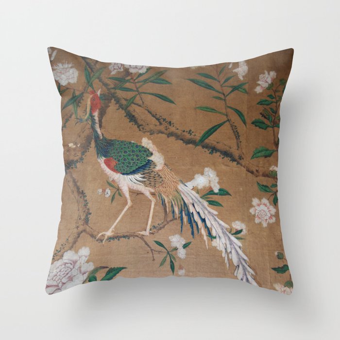 Antique French Chinoiserie in Tan & White Throw Pillow Gallery Image 6