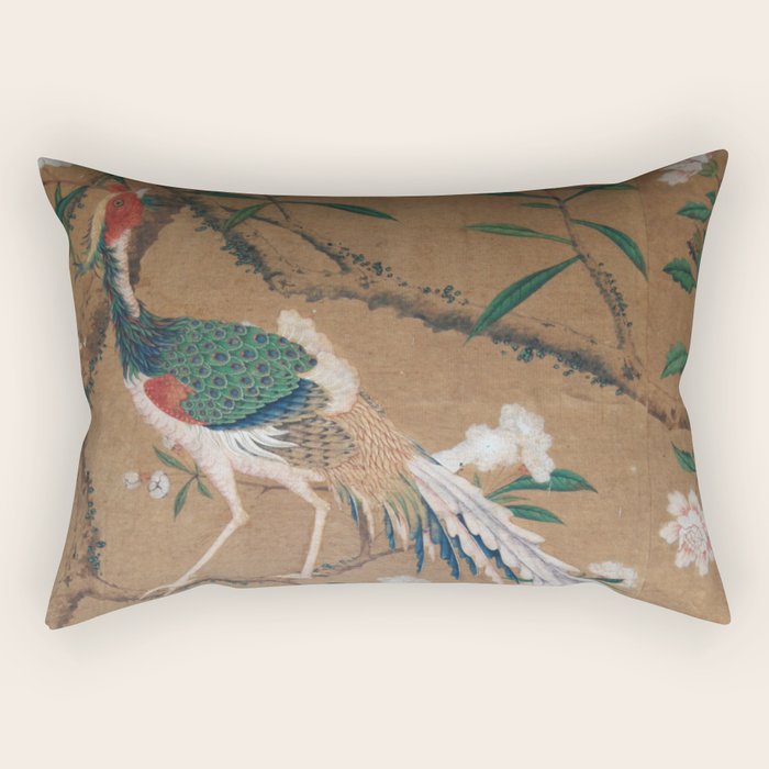 Antique French Chinoiserie in Tan & White Rectangular Pillow Gallery Image 2