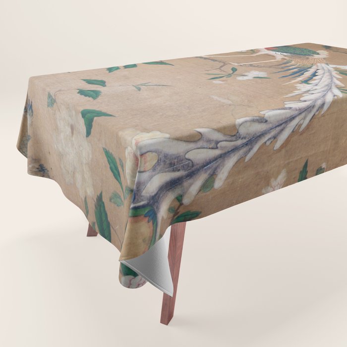 Antique French Chinoiserie in Tan & White Tablecloth Gallery Image 1