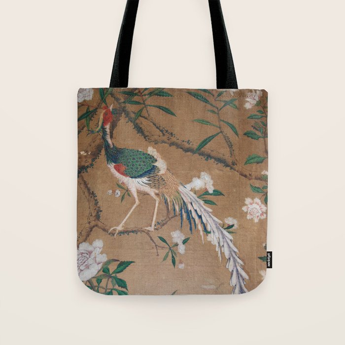 Antique French Chinoiserie in Tan & White Tote Bag Gallery Image 1