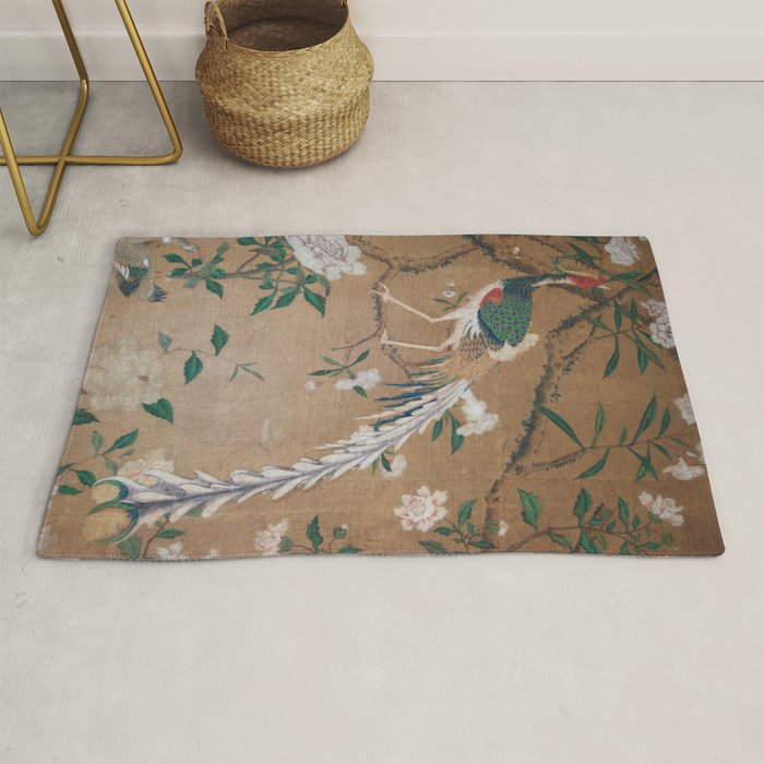 Antique French Chinoiserie in Tan & White Rug Gallery Image 1