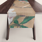 Antique French Chinoiserie in Tan & White Table Runner Gallery Image 1