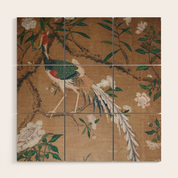 Antique French Chinoiserie in Tan & White Wood Wall Art Gallery Image 1