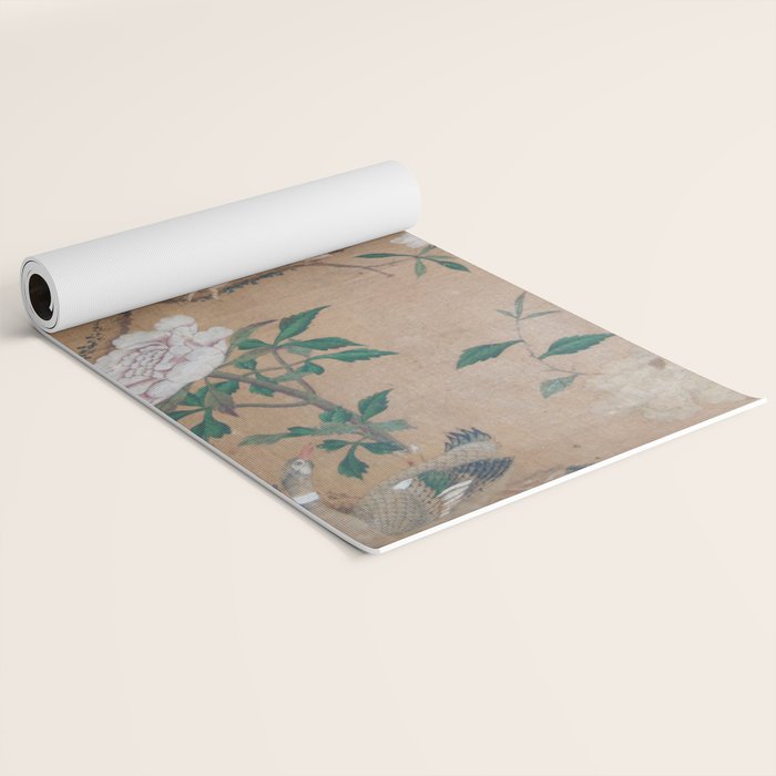 Antique French Chinoiserie in Tan & White Yoga Mat Gallery Image 2
