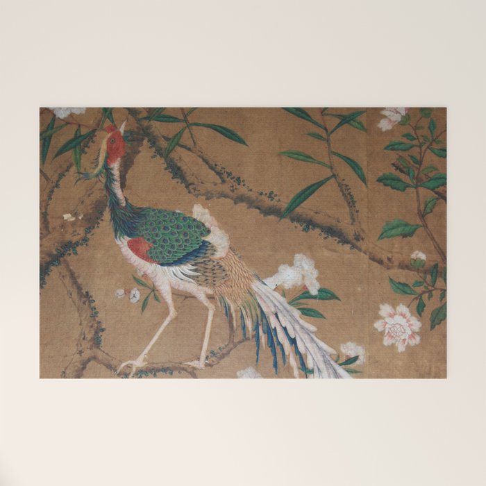 Antique French Chinoiserie in Tan & White Welcome Mat Gallery Image 1