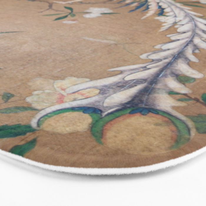 Antique French Chinoiserie in Tan & White Bath Mat Gallery Image 3