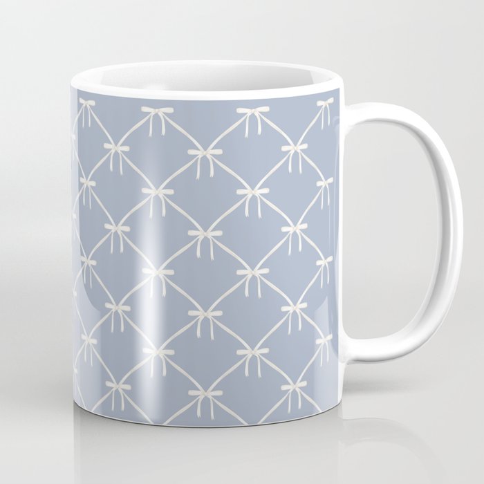 Bows & Ribbons Pattern XLIV Light Pastel Blue Coffee Mug Gallery Image 1