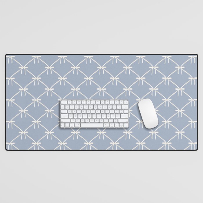 Bows & Ribbons Pattern XLIV Light Pastel Blue Desk Mat Gallery Image 1