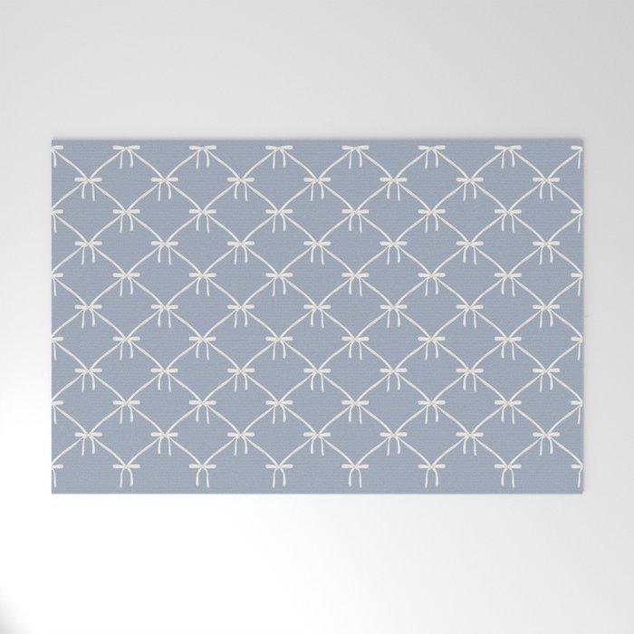 Bows & Ribbons Pattern XLIV Light Pastel Blue Welcome Mat Gallery Image 1