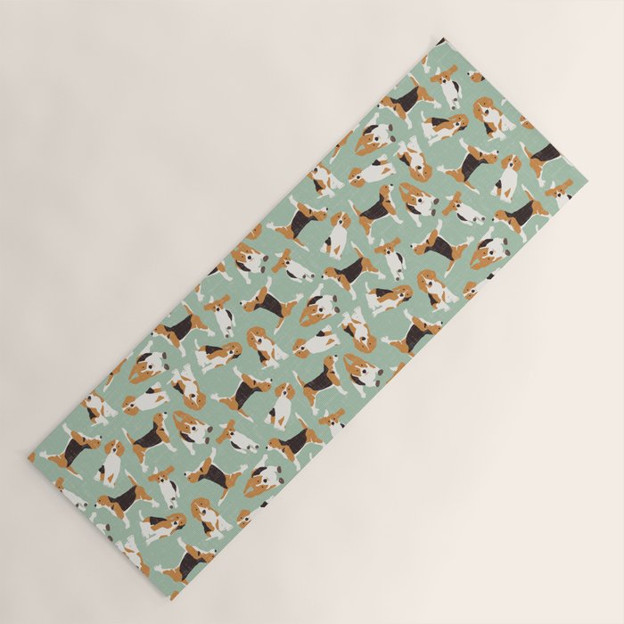 beagle scatter mint Yoga Mat Gallery Image 1