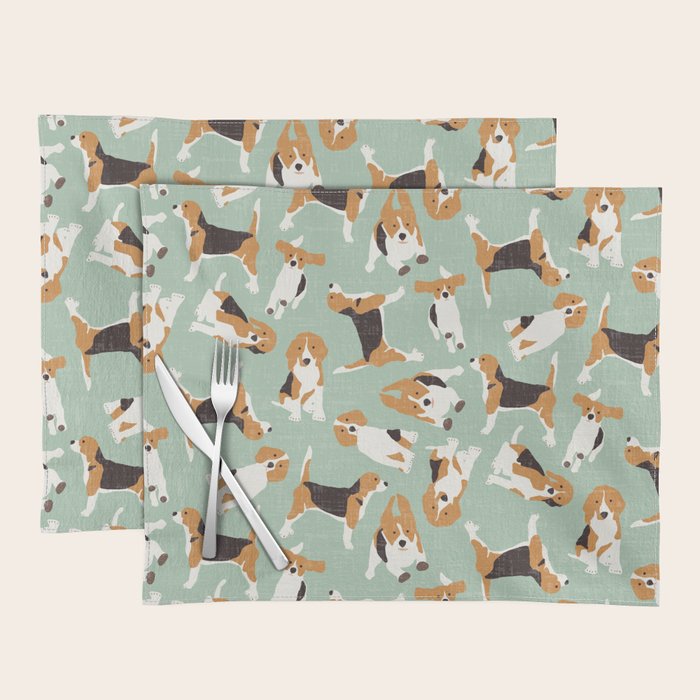 beagle scatter mint Placemat Gallery Image 1