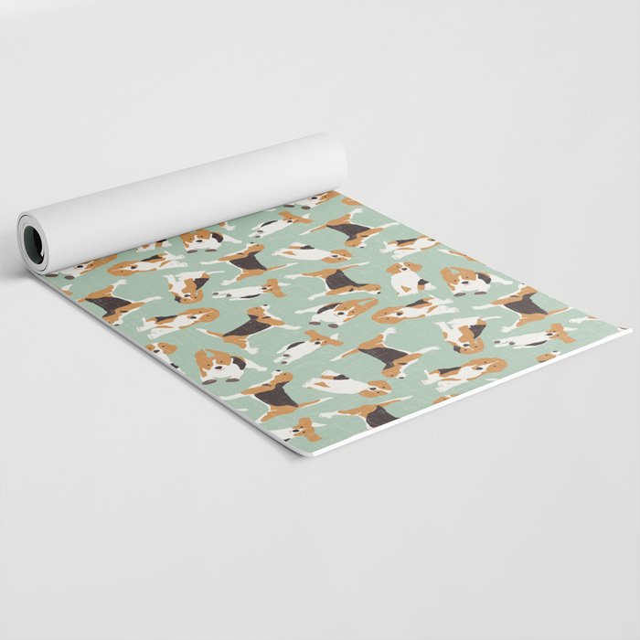 beagle scatter mint Yoga Mat Gallery Image 2