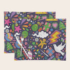 60s 70s psychedelic Modern Christmas Confetti Pattern Placemat Gallery Image 1