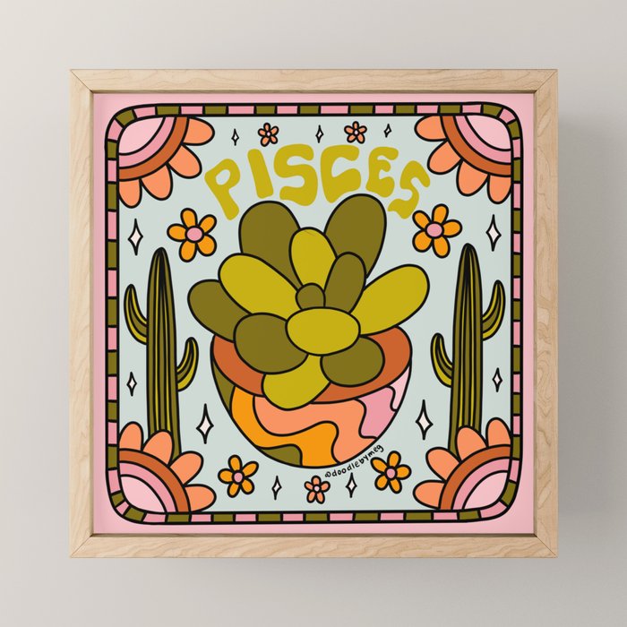 Pisces Cactus Mini Art Print Gallery Image 1