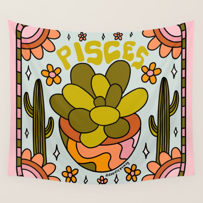 Pisces Cactus Wall Tapestry Gallery Image 4